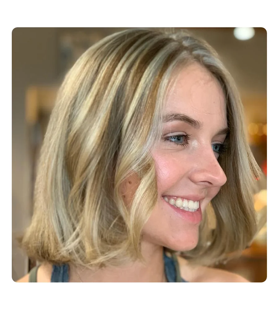Blowout and styled blonde bob at ArtiZan Salon